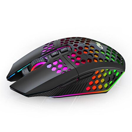 Valkyrie Sessiz Tuşlu Wireless 2.4G 8 Button RGB LED Gaming Mouse - Silent Button - One Click Desktop Siyah