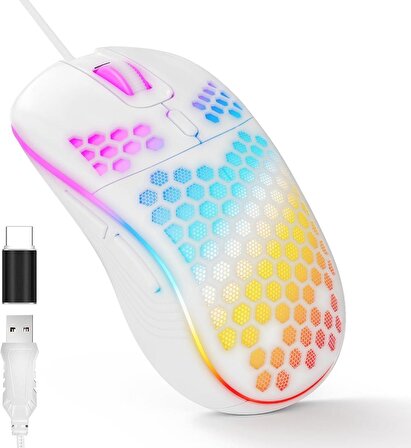 Valkyrie RGB Led Işıklı 6 Tuşlu 7200DPI Gaming Oyuncu Mouse Beyaz