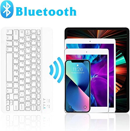 Valkyrie Bluetooth Ios Ipad Android Windows Uyumlu Klavye Mouse Seti - Sessiz - Şarjlı - Combo - Ultra İnce - Türkçe - Kablosuz Beyaz