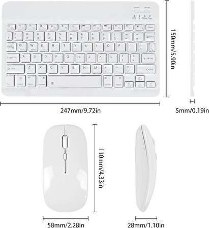 Valkyrie Bluetooth Ios Ipad Android Windows Uyumlu Klavye Mouse Seti - Sessiz - Şarjlı - Combo - Ultra İnce - Türkçe - Kablosuz Beyaz