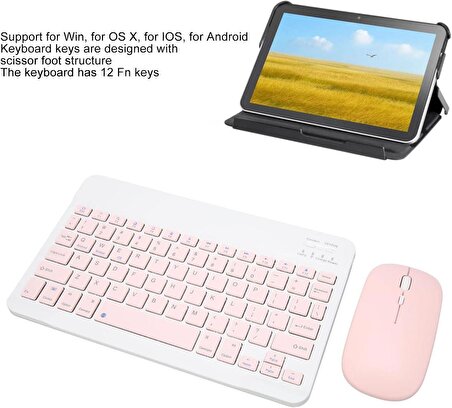 Valkyrie Bluetooth Ios Ipad Android Windows Uyumlu Klavye Mouse Seti - Sessiz - Şarjlı - Combo - Ultra İnce - Türkçe - Kablosuz Pembe