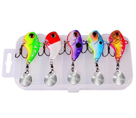 Valkyrie 5 Adet LRF Kaşık Kuyruklu Titreşimli Wobbler Balık Olta Yem Seti - 14gr 6cm - Spin ve Baitcasting için Uygun