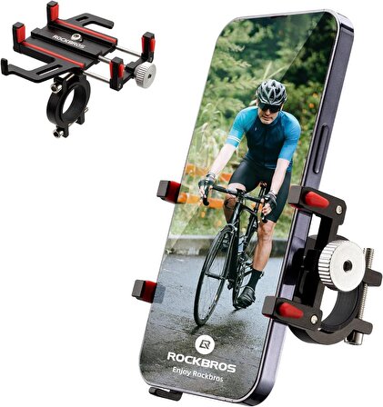 Valkyrie Alüminyum Motorsiklet Bisiklet Cep Telefonu Tutucu - Darbeye Dayanıklı Paslanmaz  - 360 Derece Dönebilir - Evrensel Uygunluk Kırmızı