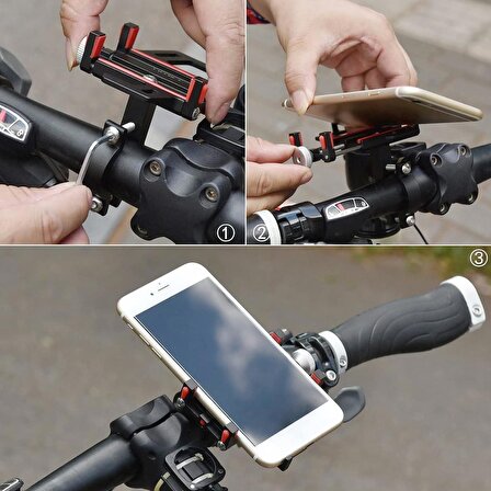 Valkyrie Alüminyum Motorsiklet Bisiklet Cep Telefonu Tutucu - Darbeye Dayanıklı Paslanmaz  - 360 Derece Dönebilir - Evrensel Uygunluk Kırmızı