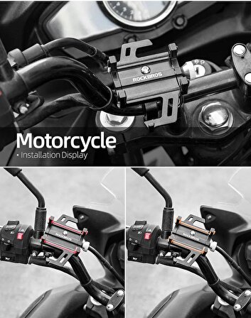 Valkyrie Alüminyum Motorsiklet Bisiklet Cep Telefonu Tutucu - Darbeye Dayanıklı Paslanmaz  - 360 Derece Dönebilir - Evrensel Uygunluk Siyah