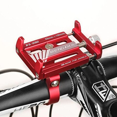 Valkyrie Alüminyum Alaşım Evrensel Telefon Tutucu - Bisiklet Motosiklet Scooter Uyumlu - Sıkı Kavrar Titreşim Yapmaz Kırmızı