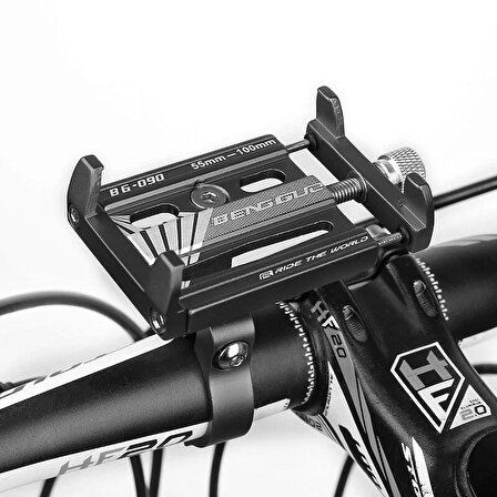 Valkyrie Alüminyum Alaşım Evrensel Telefon Tutucu - Bisiklet Motosiklet Scooter Uyumlu - Sıkı Kavrar Titreşim Yapmaz Siyah