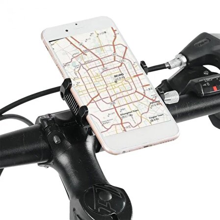 Valkyrie Metal Motorsiklet Bisiklet Cep Telefonu Tutucu - Alüminyum Alaşım Darbeye Dayanıklı Paslanmaz - 360 Derece Evrensel Siyah