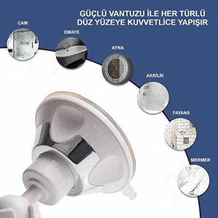 Valkyrie 1. Kalite Duş Banyo Tuvalet Aynası 5X Yakınlaştırma - Buğu Önyeyici Vantuzlu 360 Derece Ayna