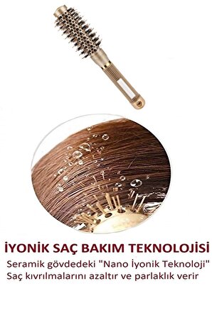Valkyrie 25mm Nano Teknoloji Seramik + İyonik Termal Fön Saç Fırçası Profesyonel Seri 1. Kalite Salon Seri