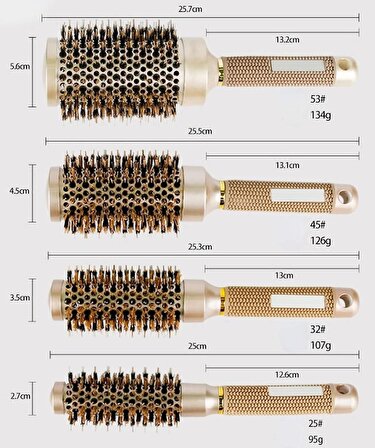 Valkyrie 4 Adet Nano Teknoloji Seramik + İyonik Termal Fön Saç Fırça Seti Profesyonel Seri 1. Kalite