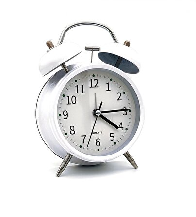 Valkyrie 16cm Büyük Boy Akar Saniyeli Alarm Çalar Saat - Nostaljik Masa Saati Beyaz