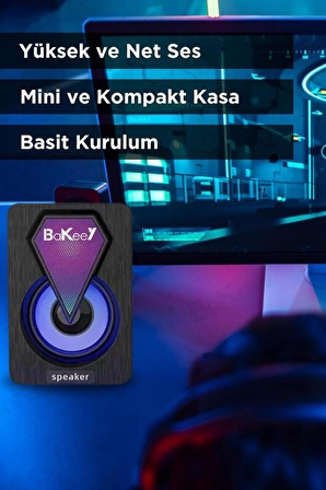 Bilgisayar Hoparlörü Rgb Led Işıklı Laptop Gaming Oyuncu Hoparlörü 1+1 Ses Sistemi Spreaker