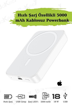 Magsafe Battery Pack Powerbank Iphone Uyumlu Kablosuz Magsafe Şarj Aleti Şarj Cihazı Powerbank