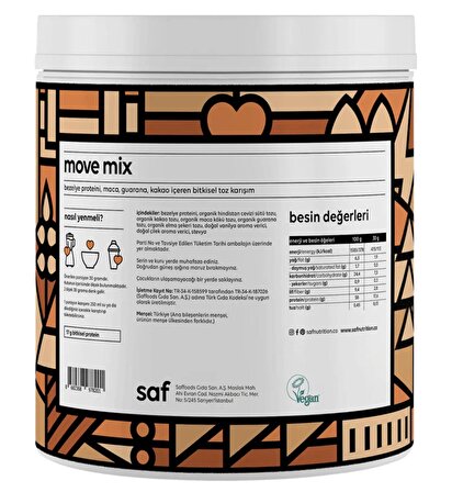 Saf Bitkisel Protein Mix Move 360 gr 