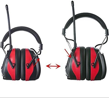 PROTEAR Bluetooth AM FM Radyo Kulaklıklar, 25dB Kulak Koruma - Kırmızı