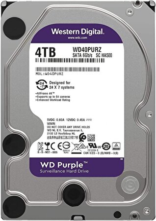 WD Purple WD40PURZ 3.5 inç 4 TB 5400 RPM Sata 3.0 Harddisk 