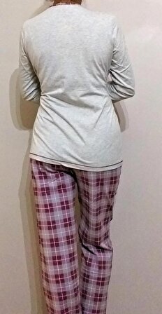 Marilyn Pijama uzun kol pijama takımı GRİ