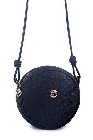 Nas Bag Kadın Yuvarlak Oval Yazlık Moda Hasır Görünümlü Deri Çanta - Siyah