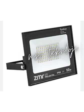 220 Volt 50 Watt zmr Siyah Slim Kasa 6500K Beyaz Işık IP66 Led Projektör