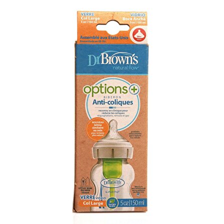 Dr Browns Geniş Ağız Options+ Cam Biberon 150 ml