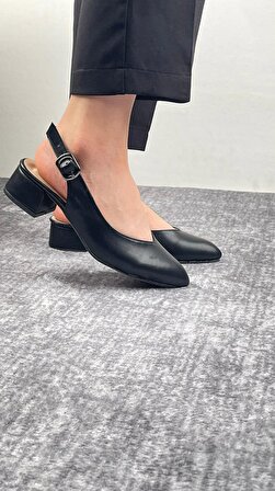 Kadın Düşük Topuk Cilt- Arkası Açık Topuklu Ayakkabı