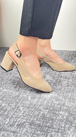 Kadın Süet Kemerli Klasik Topuklu Ayakkabı