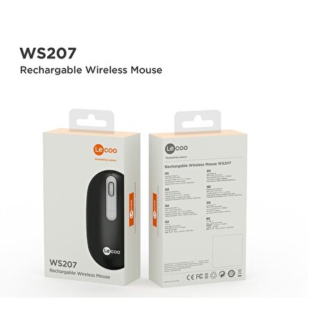 Lecoo WS207 Şarj Edilebilir Kablosuz Mouse-SİYAH