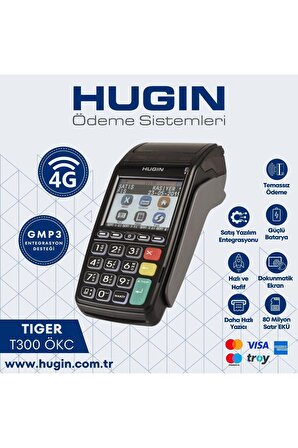 Hugin Tiger 4G T300 Yeni Nesil Yazarkasa-Pos, Eft Pos Kasa, Çanta ve 10 Adet Pos Rulosu