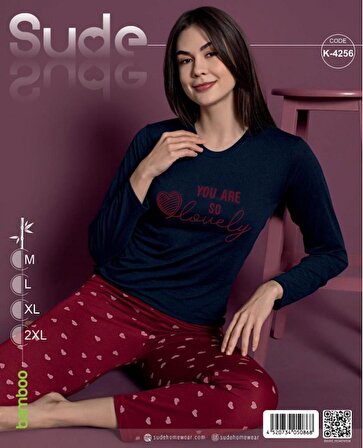 Sude K-4256 Kadın Bambu Genç Uzun Kol Pijama Takımı