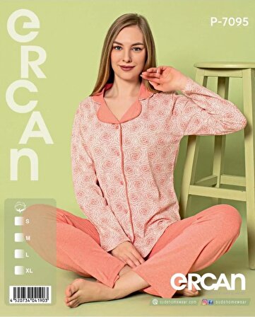 Ercan P-7095 Uzun Kol Gömlek Kadın Pijama Takımı