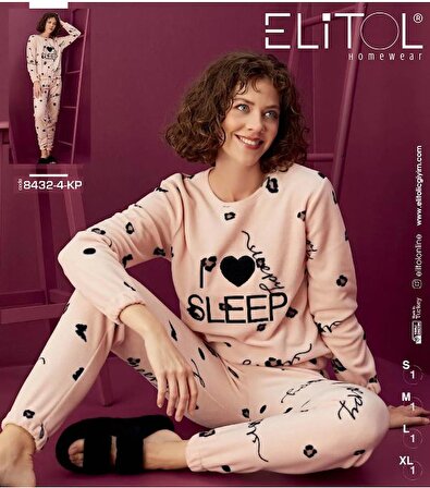 Elitol 8432-4-KP Polar Pudra Kadın Pijama Takımı