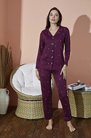 Eliz 8881-4 Bambulu Düğmeli Kadın Pijama Takımı