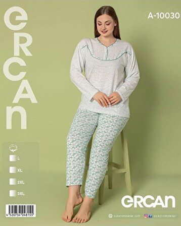 Ercan A-10030 Anne Battal Uzun Kol Kadın Pijama Takımı