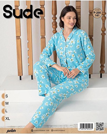 Sude P-200-141 Gömlek Polar Papatya Kadın Pijama Takımı