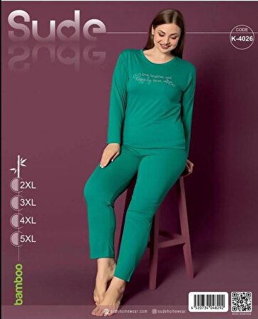 Sude K-4026 Bambu Battal Uzun Kol Kadın Pijama Takımı