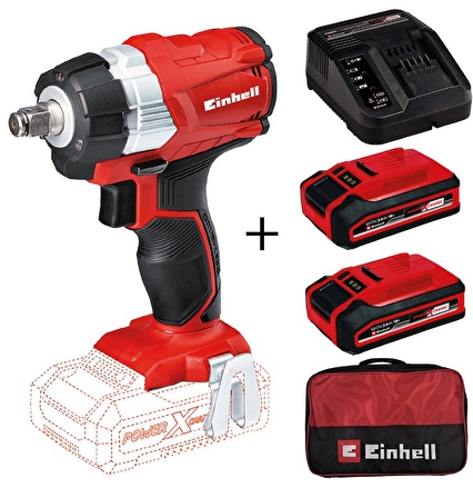 Einhell TE-CW 18 Li BL Akülü Darbeli Somun Sıkma + 2x3Ah Plus Akü + Şarj Cihazı + Bez Çanta