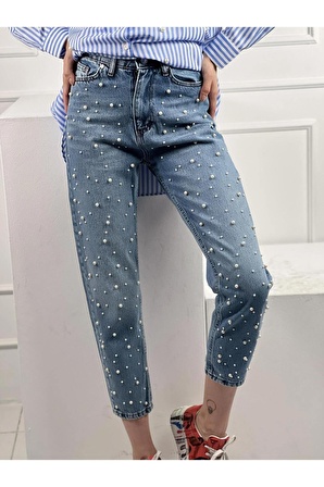 Mavi Mom Jeans İnci Çakım Detaylı  Denim Pantolon  % 100 Cotton 72738M3