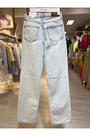 Misspoem Açık Mavi Taş El işi Denim Pantolon % 100 Pamuk 72793B4