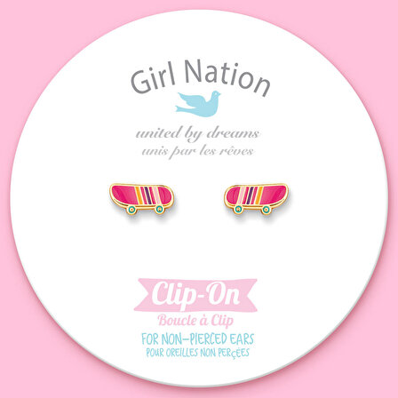 Girl Nation Clip On Klipsli Küpe - Sassy Skateboard