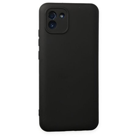 Lenipa Samsung A03 Siyah İçi Kadife Kamera Korumalı Lansman Silikon Cep Telefonu Kılıfı