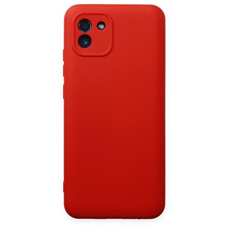Lenipa Samsung A03 Kırmızı İçi Kadife Kamera Korumalı Lansman Silikon Cep Telefonu Kılıfı