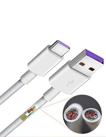 HUAWEI 5A USB 3.1 Tip C 1 Metre Yüksek Hızlı Şarj Kablosu Data Tip M