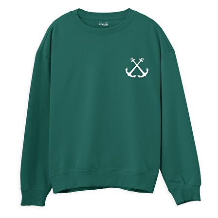 Anchor  Baskılı Yeşil Sweatshirt