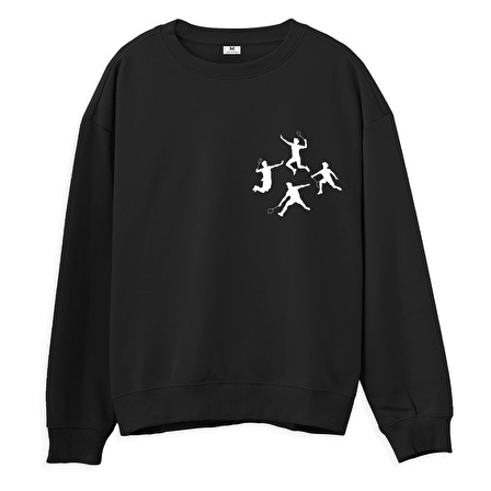 Badminton  Baskılı Siyah Sweatshirt