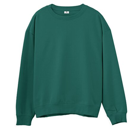 Basic  Baskısız Yeşil Sweatshirt