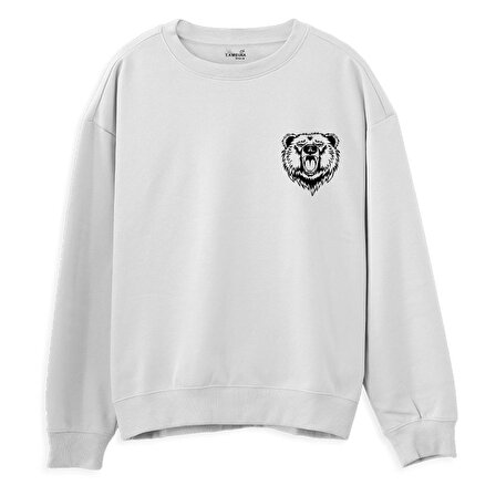 Bear  Baskılı Beyaz Sweatshirt