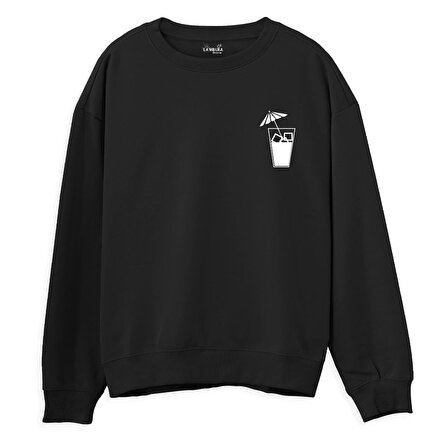 Cocktail  Baskılı Siyah Sweatshirt