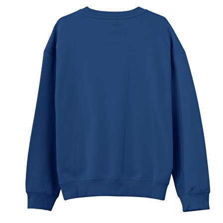 Down Up Baskılı Sweatshirt-Royal Mavi