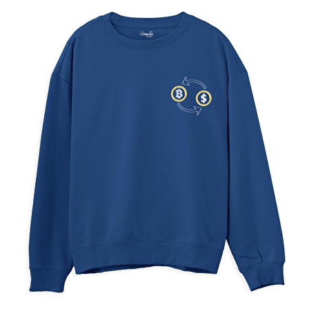 Exchange Baskılı Sweatshirt-Royal Mavi